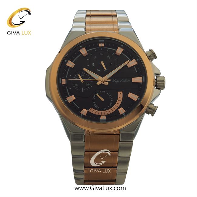 ساعت مچی اورجینال مردانه LdA سه موتوره فول تایم رزگلد-نقره ای | رزگلد-نقره ای| مشکی| کد رفرنس 2378